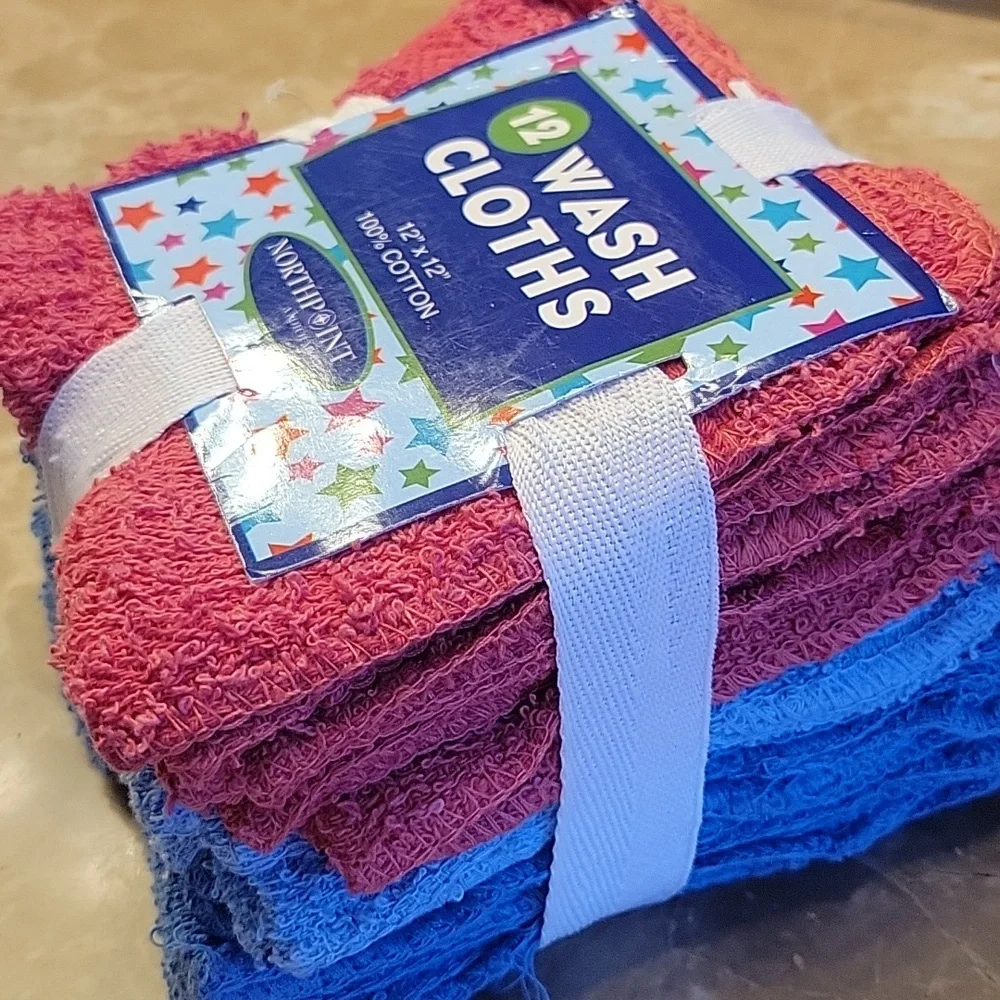 Northpoint Colorful 12x12 Wash Cloths, 12-pak